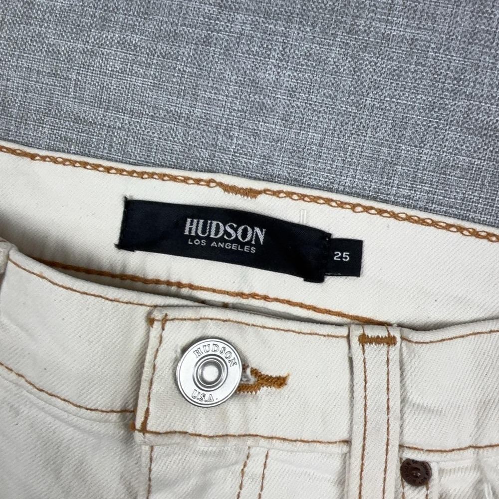 Hudson Jeans Womens 25 White Remi Straight Ankle Distressed Stretch Denim - Picture 2 of 12